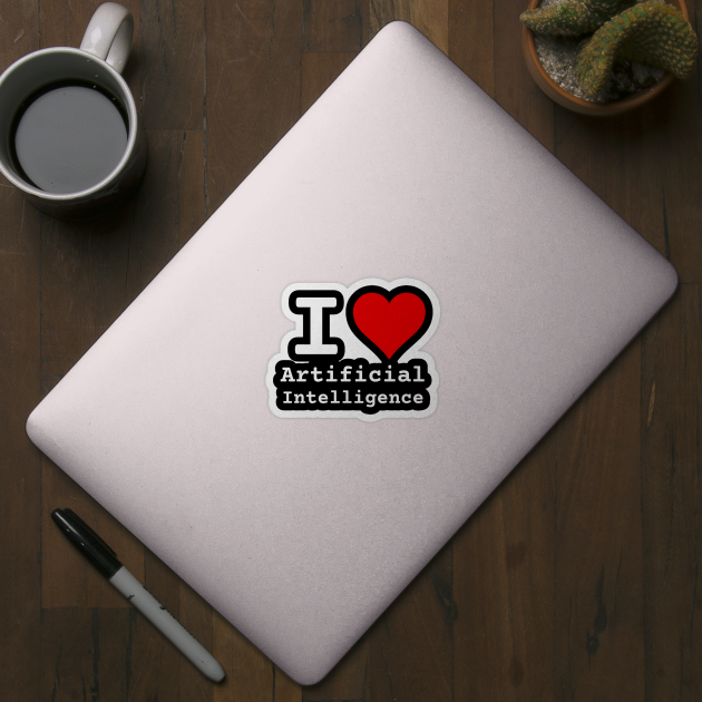 I Love Artificial Intelligence | Stylized Heart Logo White by aRtVerse